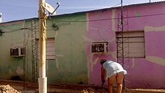 Neighbor can't resist staring at my big ass in short dress