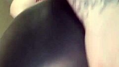 Riding dildo with open asshole