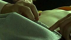 Japanese brunette couple enjoys daytime hardcore with blowjob orgasm and hairy pussy close up.