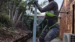 Micro Bikini Twerking And Pole Dancing With Melody Radford In Outdoor Solo Performance