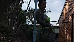 Micro Bikini Twerking And Pole Dancing With Melody Radford In Outdoor Solo Performance