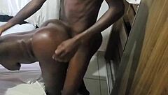 Big Black Monster Cock Destroys Tight Wet Pussy of Curvy Ebony Teen in Rough Homemade Doggystyle Sex