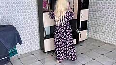 in a cozy homemade setting, the curvy stepmom felt her beautiful big ass deeply penetrated by the young man's throbbing cock during their intimate encounter