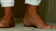 giant sexy woman squeezing and crushing small toys with feet in femdom fetish