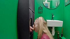 gloryhole teen sucks old cock and swallows cum in uniform