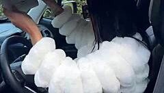 Hot Asian gets stopped by police and fucks without condom in the woods during intense interracial encounter