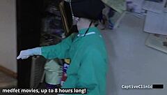 Hey, check out this wild backstage session with petite nurse Jasmine Rose in latex gloves giving deepthroat and footjob to her patient