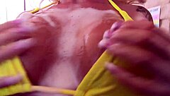 Blonde milf brooke haven hooks up with big tits in fishnets lingerie heels for anal fingering deepthroat doggystyle gaping action