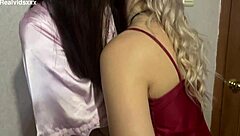 girls kiss passionately and perform cunnilingus until reaching mutual orgasm