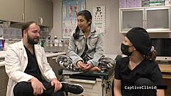 Hey, check out this wild backstage session with petite nurse Jasmine Rose in latex gloves giving deepthroat and footjob to her patient