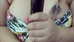 Seductive Asian milf with big natural tits and curvy body plays solo with balloon in bath