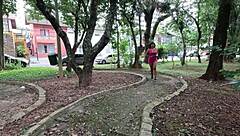 Running in the park while feeling the excitement drip everywhere.