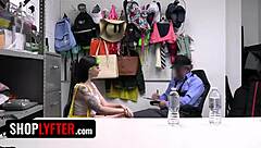 Why is this cute green-haired thief getting pounded doggystyle by the rough security officer?