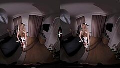 i'm in a dark room vr getting blowjob and handjob from brunette with shaved pussy in pov