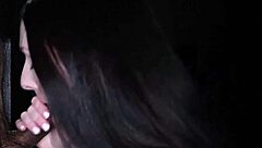 Oh yeah, loving this hot brunette deepthroating those cocks at the gloryhole!