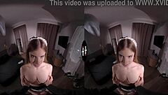 i'm in a dark room vr getting blowjob and handjob from brunette with shaved pussy in pov
