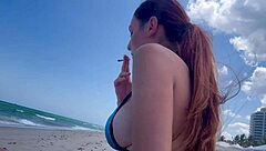 Emotional Beach Day with Italian Milf Artemisia Love Smoking in Bikini