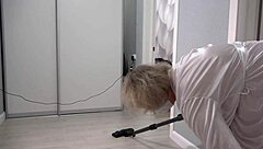 Hidden Camera Captures Curvy Mature Housewife's Thick Ass and Massive Boobs in Short Robe