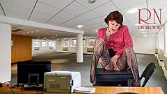 Why resist when this naked secretary strips, teases her boss with heels, stockings, and wild cunt masturbation?