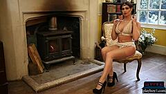 Busty Brunette Milf Strips Naked Showing Off Big Tits and Ass!