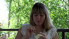 discover mukbang from chubby woman with belly asmr outdoor