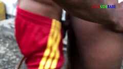 Ebony Chubby Girlfriend Gets Group Fucked In Outdoor Threesome