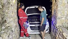 Will This Pregnant Mechanic Take A Huge Load For Her Payment In Steamy Outdoor Quickie?