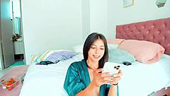 Latina girl subtly enjoys facefucking fun on webcam in cosplay