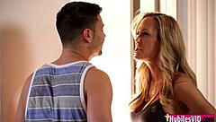 Ava Taylor and Brandi Love ride monster cock in milf porn teaching blowjob and doggystyle