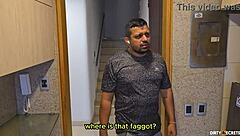 Petite teen convinces older guy to fuck in bathroom behind wife's back