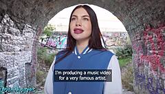 public agent spots beautiful stranger with perfect body big tits gives pov blowjob then hardcore sex outdoors