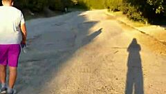 Petite Blonde Flashes Blue Eyes and Legs in Outdoor Public Tease