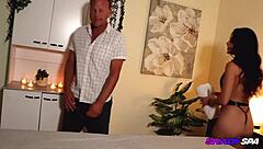 Massage Therapist Sucks Off Client with Intense Latina Blowjob and Handjob Skills