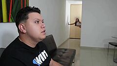 colombian brunette gets deepthroated by plumber in cuckold scene part two