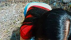 Passionate Outdoor Blowjob from Babe Wife in Natural Setting