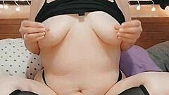 I love teasing as curvy blonde amateur with big natural tits in homemade solo session