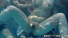 Suzuna Komiya Gives Oral By Pool Before Intense Japanese Group Sex Scene With Big Tits