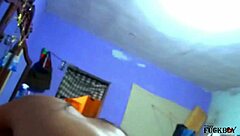 Hot woman sneaks into bed for intense anal with man until door knocks