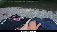 Hot young purple-haired pierced teen Val Steele contrasts outdoor POV fuck during lockdown.