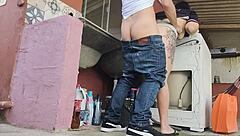 I watch housewife get fucked by technician while husband is away.