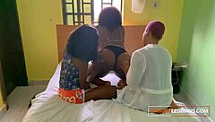 Amateur Wild African Threesome Contrasts Ebony Lesbian College Friends With Pussy Hunger