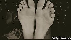 Intense foot licking and toe sucking in fetish play