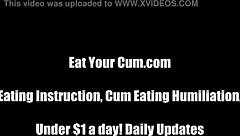 Cum on my tits and eat every drop of your own load for this humiliating jerk off instruction session.