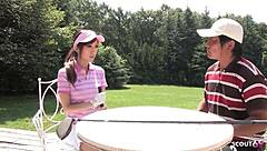 i feel so thrilled giving this older guy a risky public blowjob outdoors