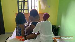 Amateur Wild African Threesome Contrasts Ebony Lesbian College Friends With Pussy Hunger