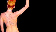 Why is this skinny big boobed blonde milf Miranda shining in slutty burlesque?