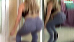 Watch This Sexy Milf Try On Tight Gym Leggings And Flash Curves!