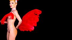 Why is this skinny big boobed blonde milf Miranda shining in slutty burlesque?