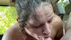 Why does this pretty hooker suck cock and spit cum in the car?