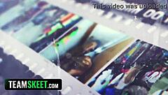 Exotic Asian Luna Lux Gets Wild Blowbang and Gangbang in Shop After Getting Caught!